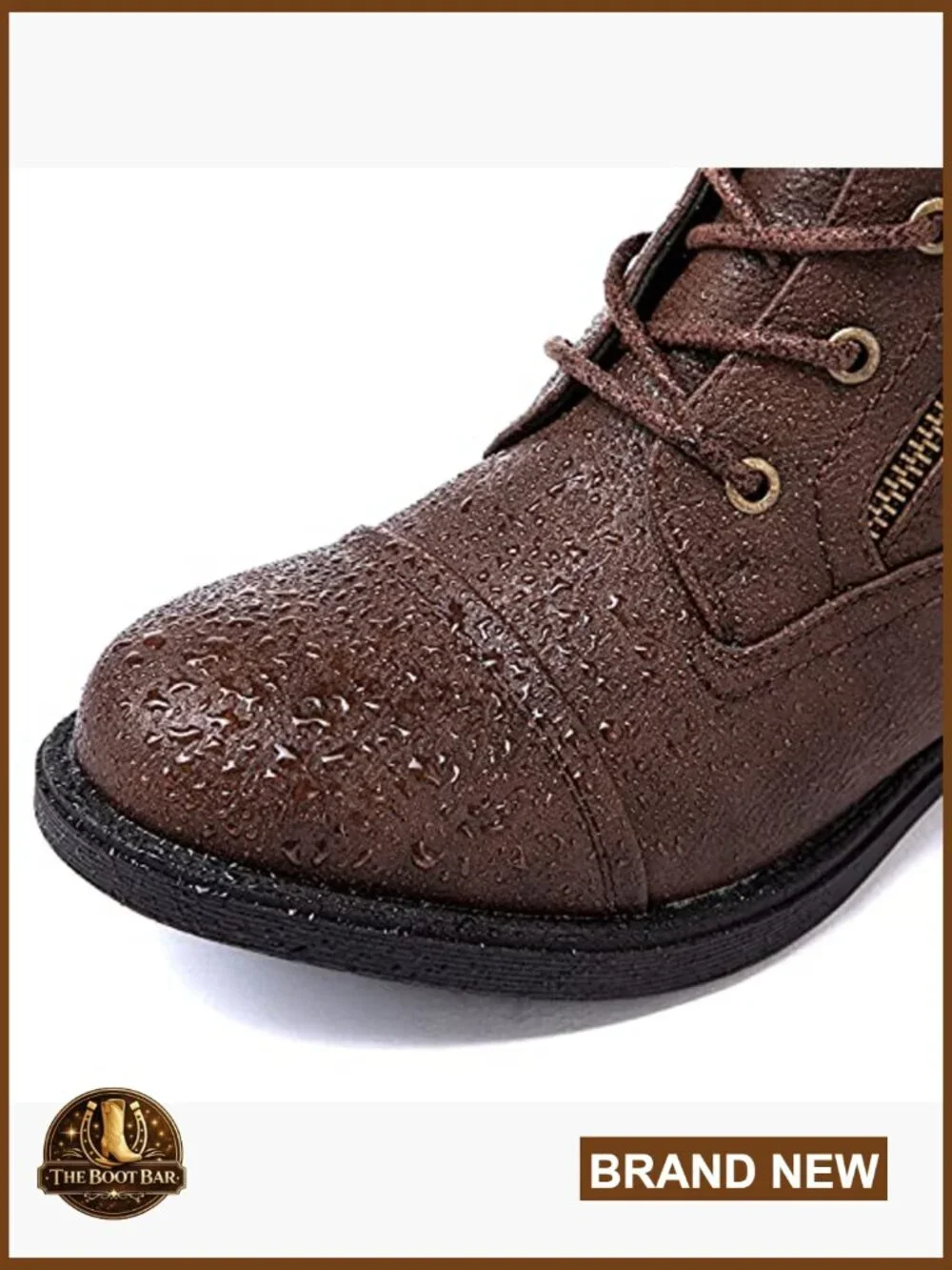Women's Ankle Booties Combat Boots Low Heel Lace-Up Side Zipper Faux Leather